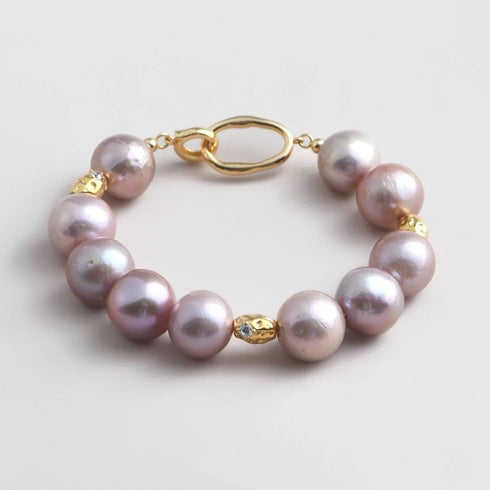 Purple Baroque Pearl Bracelet - Gold Vermeil
